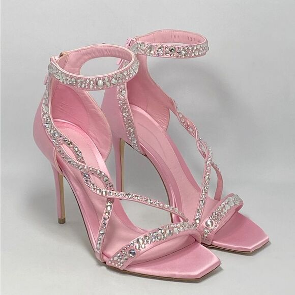 Alexander McQueen Crystal Satin Ankle-Cuff Cocktail Sandals size 36.5 - Picture 7 of 13